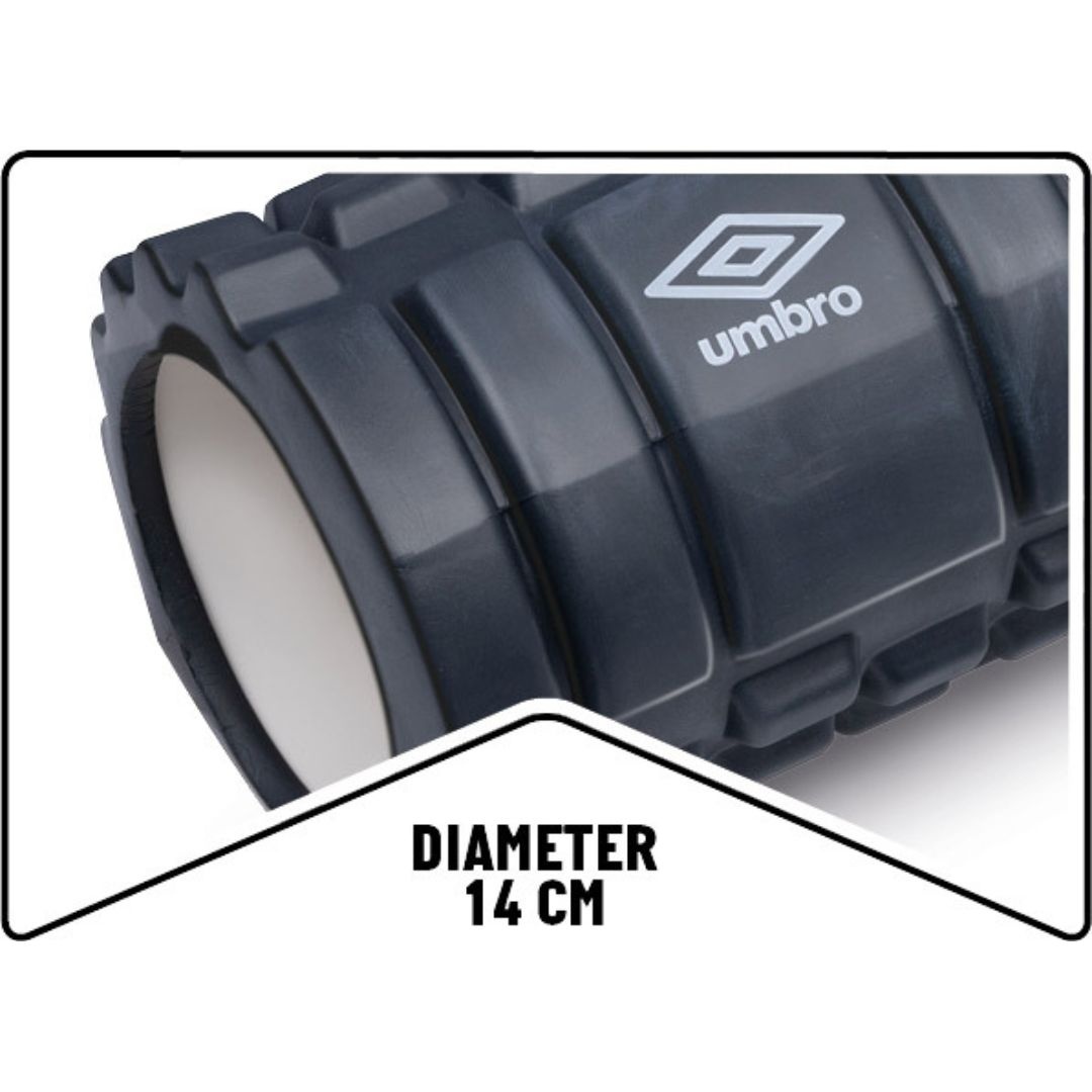 Rolă cilindru masaj Umbro, din spumă, pentru yoga, negru, 33x14 cm
